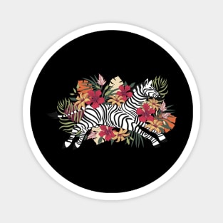 Wild Zebra Tropical Flower Magnet